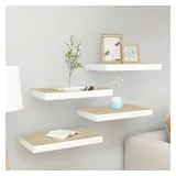 vidaXL Schweberegale 4 Stk. Eichen-Optik und Weiß 50x23x3,8 cm MDF