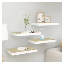 vidaXL Schweberegale 4 Stk. Eichen-Optik und Weiß 50x23x3,8 cm MDF