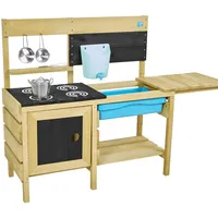 TP Toys, Deluxe Matschküche aus Holz, Outdoor-Küchen-Spielset für Kinder mit Wasserpfanne, Gartenspüle und Küchenzubehör, Gartenspiele & sensorisches Spielen, ab 3 Jahren
