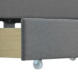 AUTOLOCK Polsterbett Doppelbett 140 x 200 cm, mit Schubladen Lattenrost Rückenlehne, Leinenbett mit Außenverteidigern auf beiden Seiten des Kopfteils - Grau
