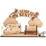 Ruhestand Geschenk Renteneintritt Geschenk Frau Mann Rentner Holz Deko Ruhestand Geld Geschenke Endlich Rente mit Liegestuhl Wohnmobil Lebensbaum für Großeltern Kollegen Freund Lustige