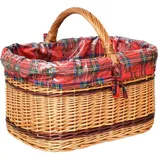 Einkaufskorb Weidenkorb Autokorb Korb Korbwaren mit Einlage Rosen Kariert Vintage Retro Weide (Braun - mit Einlage (KARIERT))