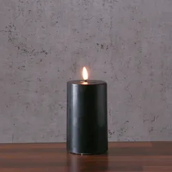 LED Stumpenkerze MIA - Echtwachs - realistische 3D Flamme - H: 12,5cm - Batterie...