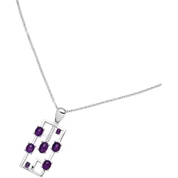 Kette mit Anhänger JOBO "7 Amethyst-Cabochons und 7 Zirkonia", silber (silber 925), Halsketten, Damen, Silber 925 (Sterlingsilber), L: 45cm, 925 Silber 45 cm