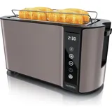 Arendo Toaster Wärmeisoliertes Doppelwandgehäuse, 2 lange Schlitze, Touch-Display, für 4 Scheiben, 1500 W, Toaster, Grau