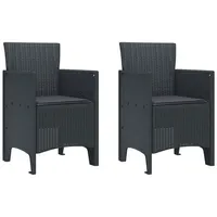 VidaXL Gartenstühle mit Kissen 2 Stk. Anthrazit Poly Rattan