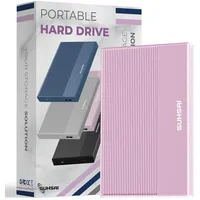 SUHSAI 100GB Externe Festplatte, tragbare 2,5-Zoll-Festplatte, USB 3.0-Festplatte, Speichererweiterung, Backup- und Speicherlaufwerk, kompatibel mit Mac, Desktop, Xbox, Spielekonsole (Rosa)