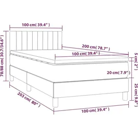 vidaXL Boxspringbett 100 x 200 cm Dunkelbraun