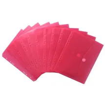 EXXO by HFP 35046 Dokumententaschen Sammelmappen Sichttaschen A5 quer transparent rot- Dokumentenmappe zum Abheften mit EURO-Lochung, Abheftrand, Klappe und Klettverschluss - 10 Stück