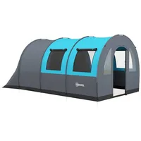 Outsunny Tunnelzelt, Campingzelt für 6 Personen, mit 2 Räumen,