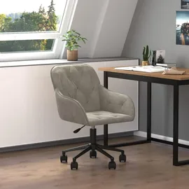 vidaXL Bürostuhl Drehbar Samt Hellgrau