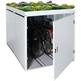 2er-Fahrradgarage mit Pflanzkasten MCW-L56b, Fahrradbox, abschließbar verzinkter Stahl 125x113x208cm ~ hellgrau