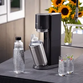 Sodastream Duo schwarz + 2 Glaskaraffen + Zylinder