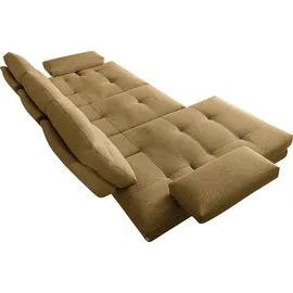 Calia Italia Ecksofa CALIA ITALIA "Toby Wing, Komfortsofa der Extraklasse, bequem, L-Form", beige (senape quebec), B:278cm H:90cm T:153cm, Synthetische Faser (100% Polyester), Sofas, Ecksofa, inklusive Sitztiefenverstellung, Füße in chrom glänzend