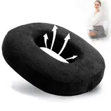 LOMUG Orthopädisches Sitzkissen Schwarz, Hämorrhoiden Sitzkissen Memory Foam Stuhlkissen, Orthopädisches Sitzkissen Rund, Sitzring Steißbein Entlastung Donut Kissen für Rollstuhl, Autositz, Sofa, Büro