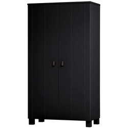 Drehtürenschrank in Schwarz Kiefer Massivholz