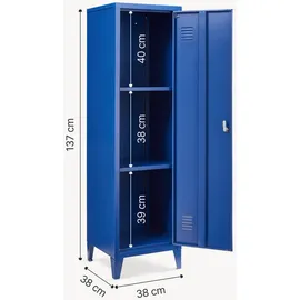 [en.casa] Einzelspind Kurikka 137 x 38 x 38 cm Blau
