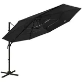 Sonnenschirm mit Aluminium-Mast 4-lagig Schwarz 3x3 m