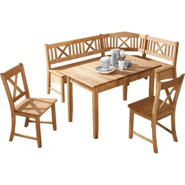 massivline&more Eckbankgruppe MASSIVLINE & MORE "Königsee", braun (wildeiche, eichefarben, eichefarben), T:54cm, Massivholz, Sitzmöbel-Sets, Eckbankgruppe, Eckbank ist umstellbar, Eckbank mit Truhe