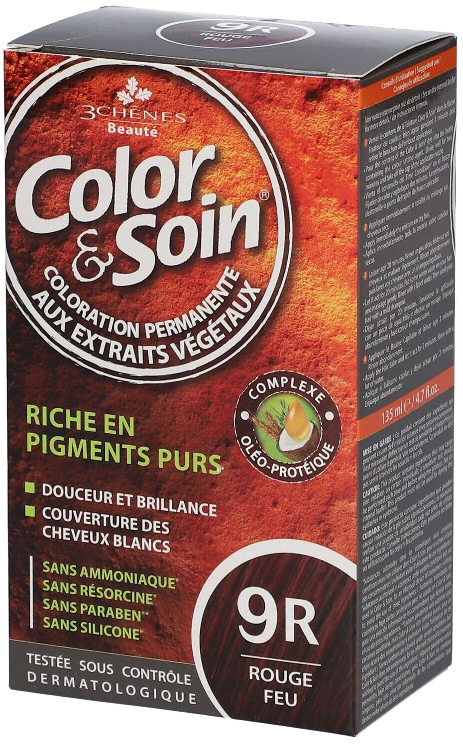 Les 3 Chênes Color & Soin Coloration 9R rouge feu 135 ml crème