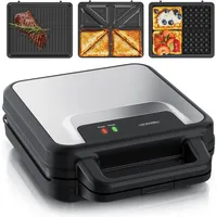 Arendo 3 in 1, Waffeleisen, Schwarz, Silber