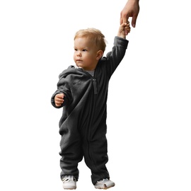 Hoppediz Baby Overall aus Fleece, extra lange Beine - perfekt für die Babytrage, Umschlagbündchen, Daumenloch - anthrazit 92-98