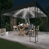 Prolenta Premium Pavillon mit LED-Lichterkette 3x3 m Anthrazit Stoff