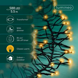 Lumineo LED-Lichterkette Cluster 5,5 m Schwarz