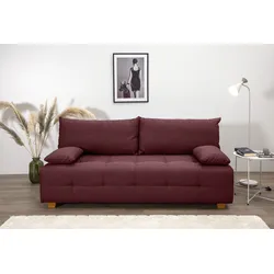Schlafsofa COLLECTION AB "Bella", lila, B:196cm H:45cm T:96cm, 100%Polyester, Sofas, Schlafsofa,Bettkasten,Bonellfederkern,Rückenkissen,Armlehnenkissen