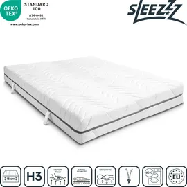 sleezzz 7 Zonen Viskoelastik-Matratze Sleezzz Smart 180 x 200 cm, Höhe 18 cm, Härtegrad H3 mit Air Memoryschaum + 2 x Sleezzz® Smart höhenverstellbares...