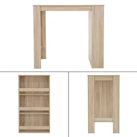 ML-Design Bartisch mit 3-stufigem Regal, Sonoma-Eiche, 117x106x57cm viel Stauraum,