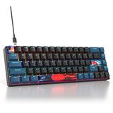 SOLIDEE mechanische Gaming Tastatur 65%,68 Tasten mit Lineare rote Schalter,kabelgebundene mechanische Tastatur mit LED-Hintergrundbeleuchtung,gemischtes Licht kompakte Tastatur(68 Monstor(B))