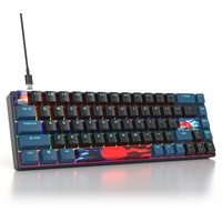 SOLIDEE mechanische Gaming Tastatur 65%,68 Tasten mit Lineare rote Schalter,kabelgebundene mechanische Tastatur mit LED-Hintergrundbeleuchtung,gemischtes Licht kompakte Tastatur(68 Monstor(B))