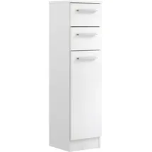 Saphir Unterschrank SAPHIR "Quickset 335 Badschrank, 1 Tür, 2 Schubladen, 30 cm breit", weiß, B:30cm H:119cm T:33cm, Holzwerkstoff, Schränke, Unterschrank, Badezimmer-Unterschrank, Weiß Glanz, Griffe in Chrom Glanz