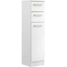 Saphir Unterschrank SAPHIR "Quickset 335 Badschrank, 1 Tür, 2 Schubladen, 30 cm breit", weiß, B:30cm H:119cm T:33cm, Holzwerkstoff, Schränke, Unterschrank, Badezimmer-Unterschrank, Weiß Glanz, Griffe in Chrom Glanz
