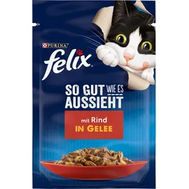 FELIX So gut wie es aussieht Katzenfutter nass in Gelee, mit Rind, 26er Pack (26 x 85g)
