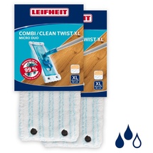 Leifheit Wischbezug Clean Twist XL micro duo, für alle Bodenarten, Bodenwischer Ersatzbezug für ideale Schmutzaufnahme dank 2-Faser-System, Mikrofaser Putzlappen ideal für Fliesen und Laminat