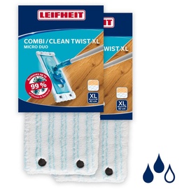 Leifheit Wischbezug Clean Twist XL micro duo, für alle Bodenarten, Bodenwischer Ersatzbezug für ideale Schmutzaufnahme dank 2-Faser-System, Mikrofaser Putzlappen ideal für Fliesen und Laminat