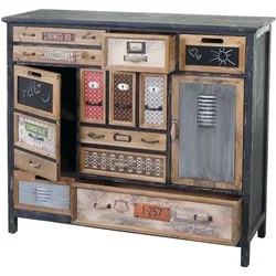 Apotheker-Schrank HWC-A43, Kommode, Tanne Holz massiv Vintage Shabby-Look 100x110x32cm
