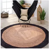 Paco Home Teppich »Viborg 594«, rund, Jute, Boho, Ethno, Handgefertigter Natur-Teppich schwarz