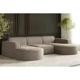 Kaiser Möbel Ecksofa, Sofa U form, Couch U form MODENA U STUDIO stoff Neve Dunkelbeige - Braun