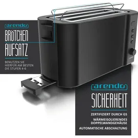 Arendo Langschlitz-Toaster schwarz