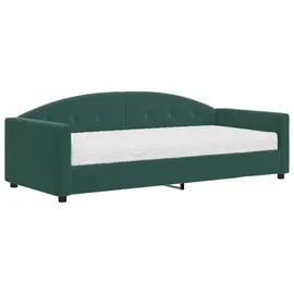 vidaXL Bett Tagesbett mit Matratze Dunkelgrün 90x200 cm Samt grün 200 cm x 90 cm