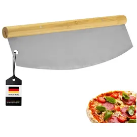 bremermann Pizzaschneider Wiegemesser mit Holzgriff silberfarben