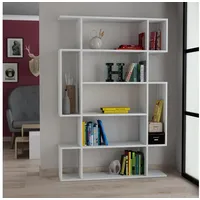 Decortie Bücherregal Mito, Standregal Bücherregal Holz Wohnzimmer, 108,5 x 25,5 x 161 cm weiß
