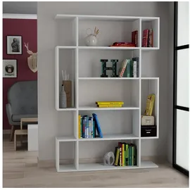Decortie Bücherregal Mito, Standregal Bücherregal Holz Wohnzimmer, 108,5 x 25,5 x 161 cm weiß