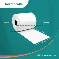 Inoverse Thermorolle  10 Rollen, EC-Rolle 57mm x 36mm x 12mm, 15 meter,  Kassenrolle