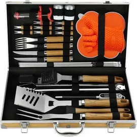 Grillbesteck-Set 30 Teile Edelstahl weiß