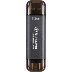 Transcend ESD310C (512 GB, USB A, USB C, USB 3.2 Gen 2), USB Stick, Schwarz
