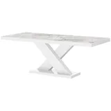 designimpex Esstisch Design HE-888 Marmoroptik Marmor - Weiß Hochglanz ausziehbar 160-210cm weiß